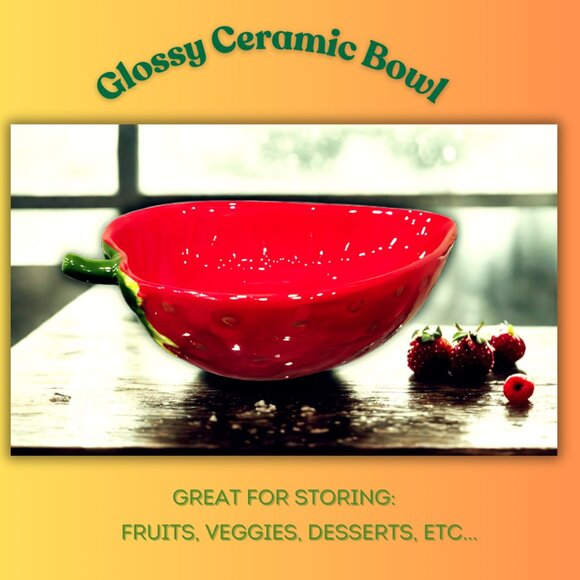 Vintage Strawberry Ceramic Bowl – Fruit Shaped Kitchen & Table Décor - Picture 6 of 6